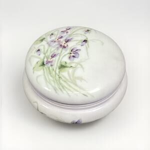 Limoges Elite Purple Flower Trinket Box - Made In France